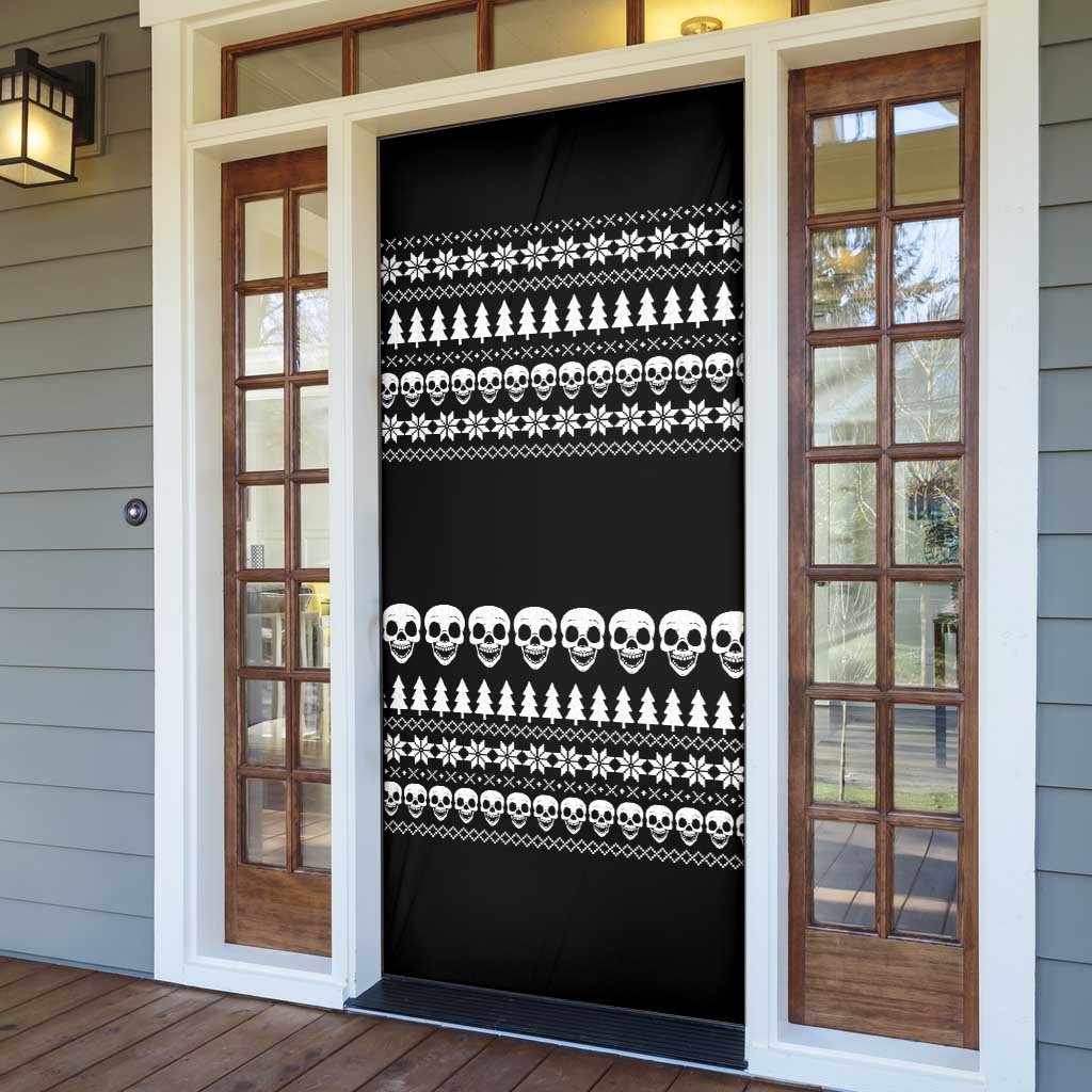 Creepy Christmas Door Cover with Skulls Trees and Gothic Holiday Pattern - Wonder Print Shop
