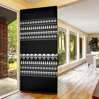 Creepy Christmas Door Cover with Skulls Trees and Gothic Holiday Pattern - Wonder Print Shop