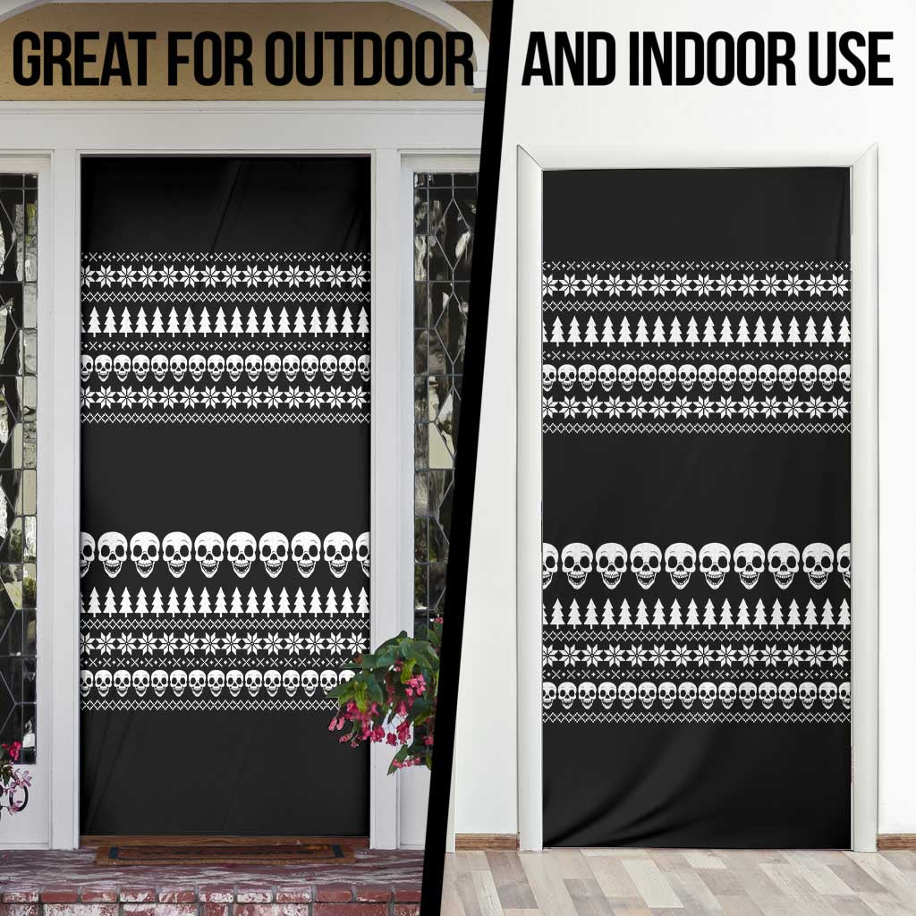 Creepy Christmas Door Cover with Skulls Trees and Gothic Holiday Pattern - Wonder Print Shop