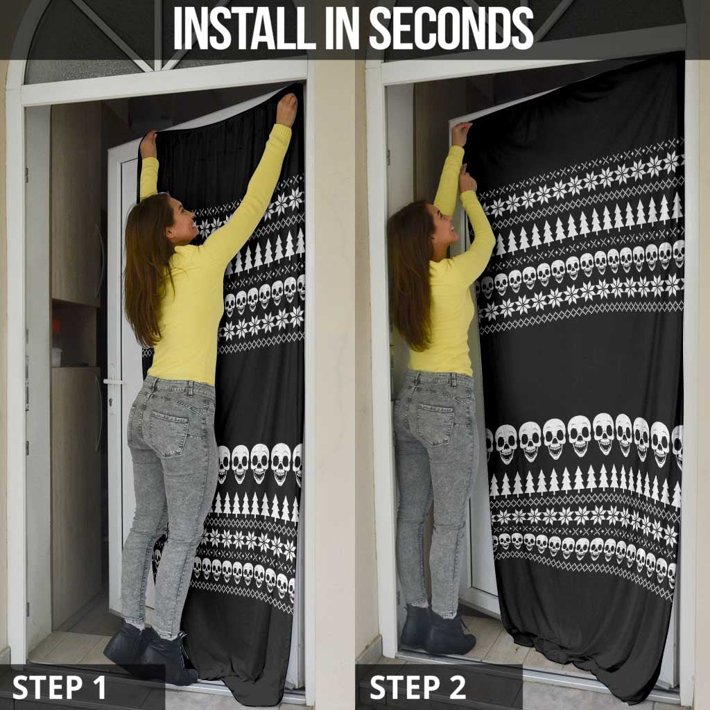 Creepy Christmas Door Cover with Skulls Trees and Gothic Holiday Pattern - Wonder Print Shop