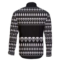 Creepy Christmas Family Matching Long Sleeve Bodycon Dress and Hawaiian Shirt with Skulls Trees and Gothic Holiday Pattern - Wonder Print Shop