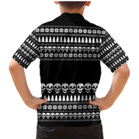 Creepy Christmas Family Matching Mermaid Dress and Hawaiian Shirt with Skulls Trees and Gothic Holiday Pattern - Wonder Print Shop