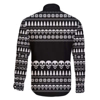 Creepy Christmas Family Matching Off The Shoulder Long Sleeve Dress and Hawaiian Shirt with Skulls Trees and Gothic Holiday Pattern - Wonder Print Shop
