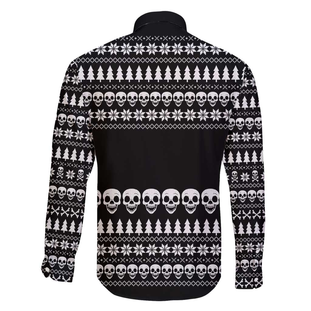 Creepy Christmas Family Matching Puletasi and Hawaiian Shirt with Skulls Trees and Gothic Holiday Pattern - Wonder Print Shop