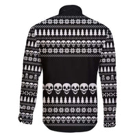 Creepy Christmas Family Matching Short Sleeve Bodycon Dress and Hawaiian Shirt with Skulls Trees and Gothic Holiday Pattern - Wonder Print Shop