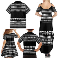 Creepy Christmas Family Matching Summer Maxi Dress and Hawaiian Shirt with Skulls Trees and Gothic Holiday Pattern - Wonder Print Shop