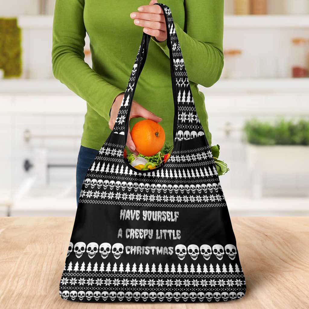 Creepy Christmas Grocery Bag with Skulls Trees and Gothic Holiday Pattern - Wonder Print Shop