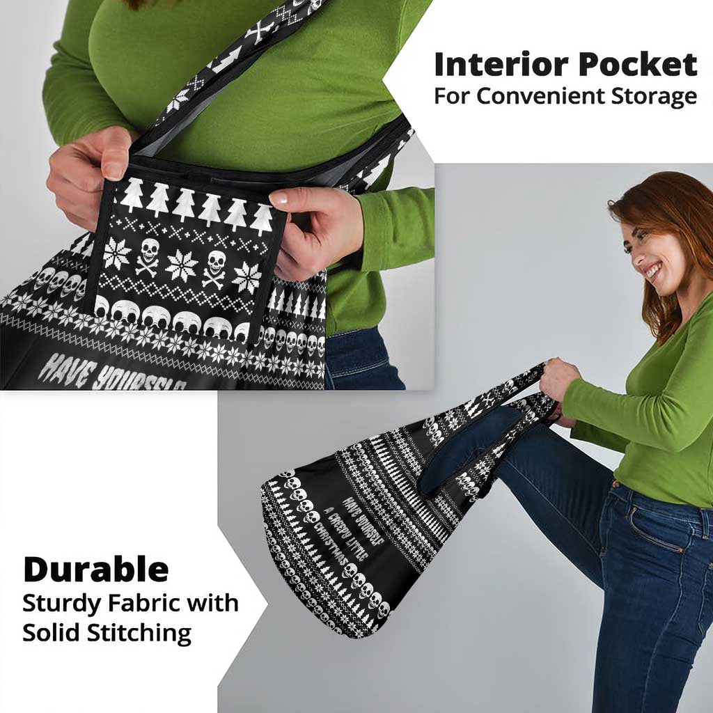 Creepy Christmas Grocery Bag with Skulls Trees and Gothic Holiday Pattern - Wonder Print Shop