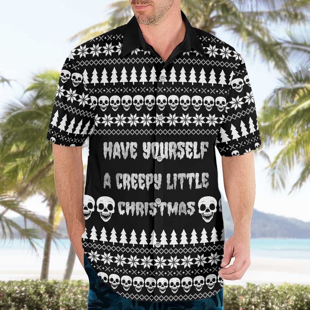 Creepy Christmas Hawaiian Shirt with Skulls Trees and Gothic Holiday Pattern - Wonder Print Shop