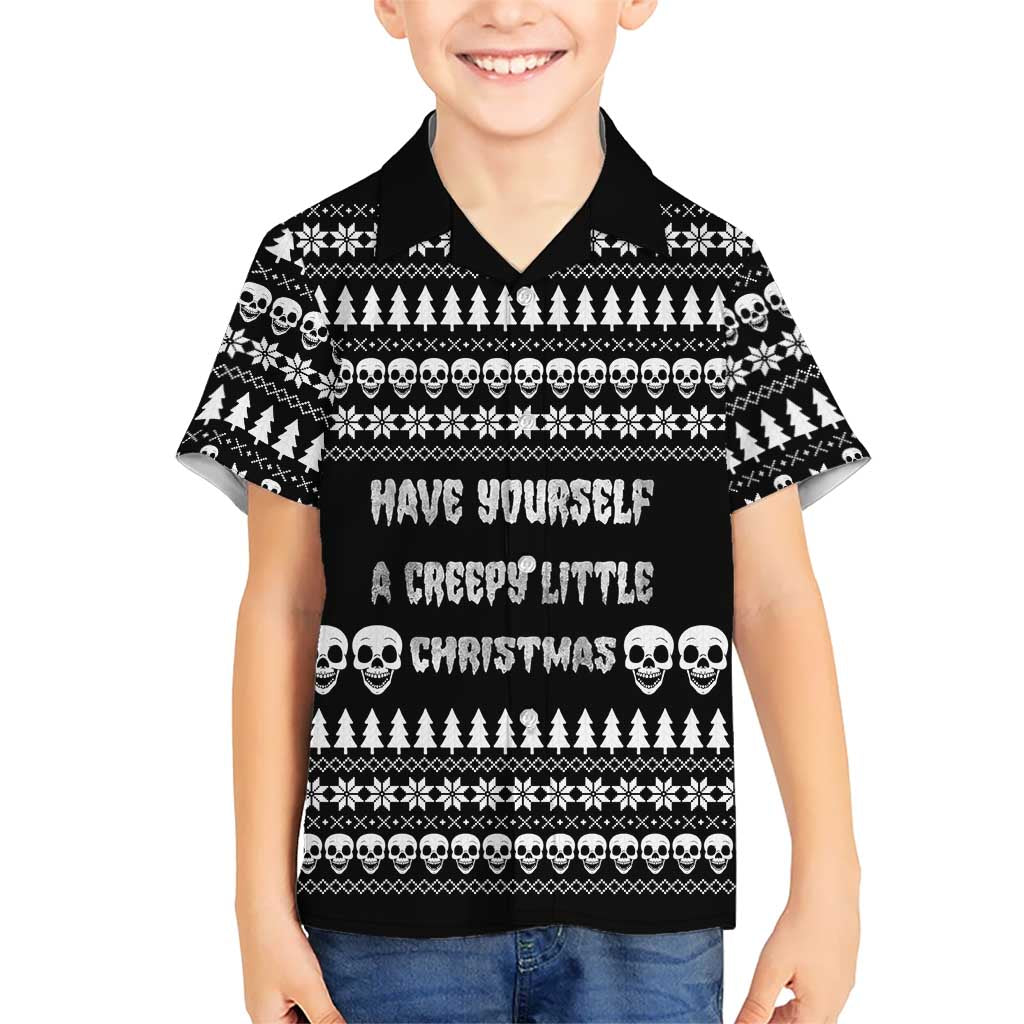 Creepy Christmas Hawaiian Shirt with Skulls Trees and Gothic Holiday Pattern - Wonder Print Shop