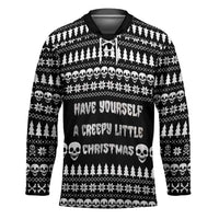 Creepy Christmas Hockey Jersey with Skulls Trees and Gothic Holiday Pattern - Wonder Print Shop