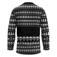 Creepy Christmas Hockey Jersey with Skulls Trees and Gothic Holiday Pattern - Wonder Print Shop