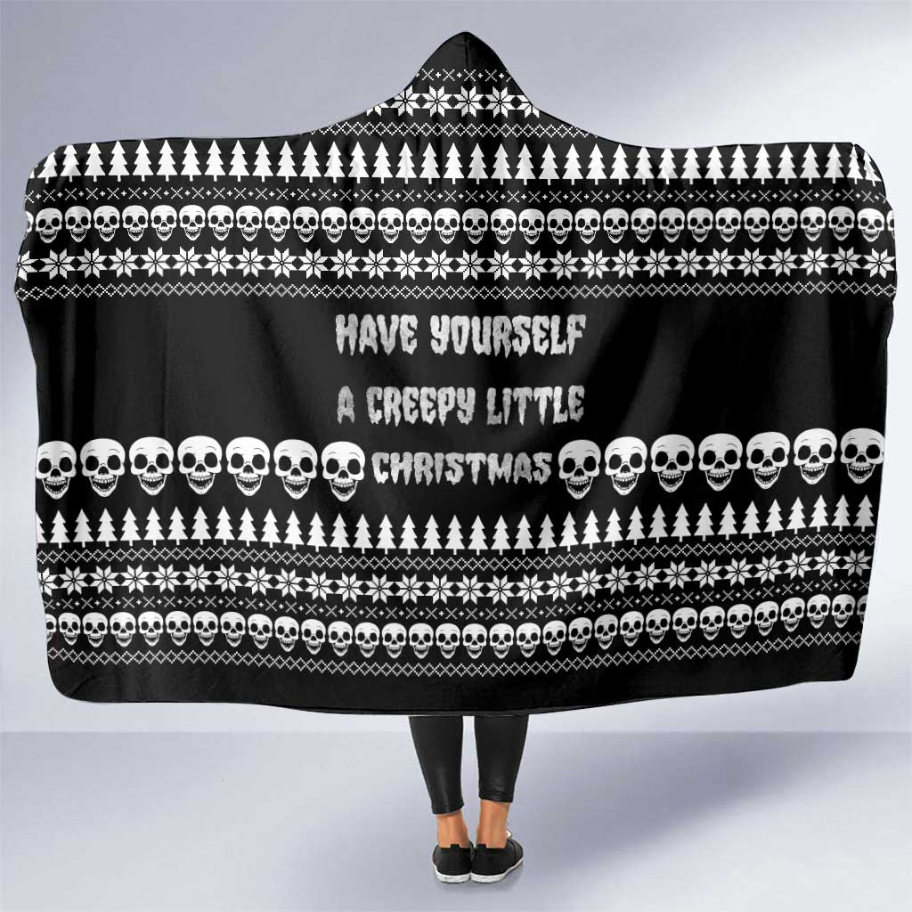 Creepy Christmas Hooded Blanket with Skulls Trees and Gothic Holiday Pattern - Wonder Print Shop