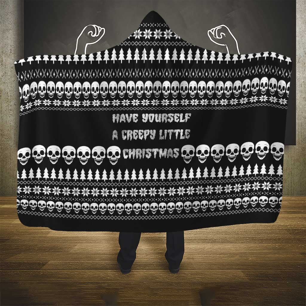 Creepy Christmas Hooded Blanket with Skulls Trees and Gothic Holiday Pattern - Wonder Print Shop