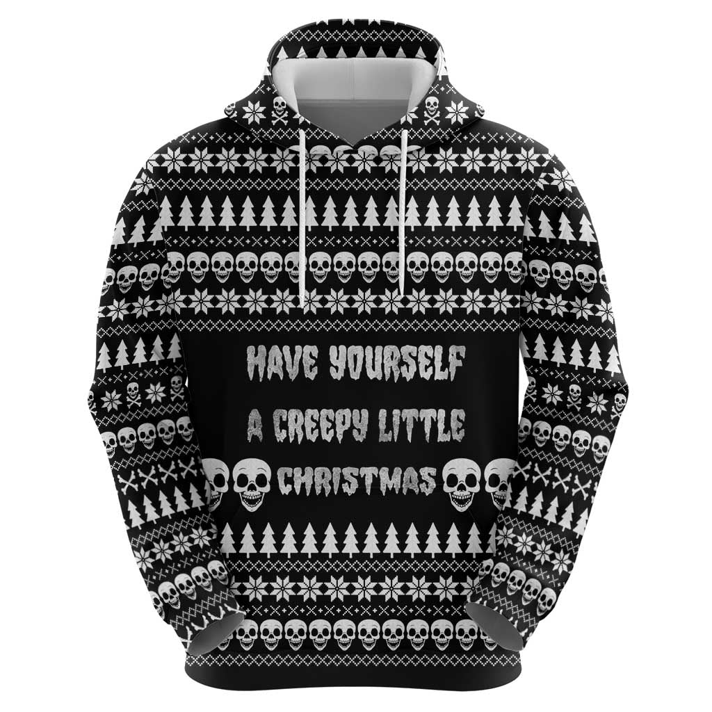 Creepy Christmas Hoodie with Skulls Trees and Gothic Holiday Pattern - Wonder Print Shop