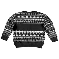 Creepy Christmas Kid Ugly Christmas Sweater with Skulls Trees and Gothic Holiday Pattern - Wonder Print Shop