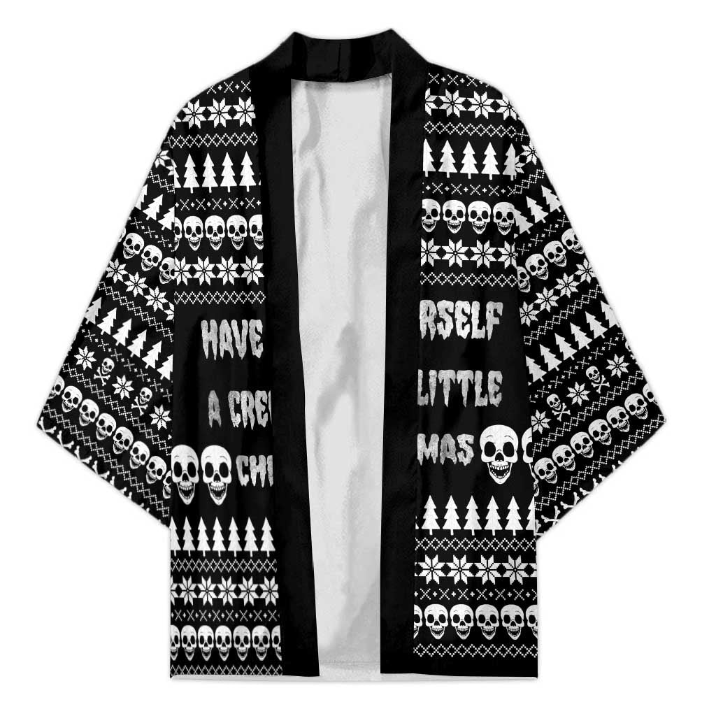 Creepy Christmas Kimono with Skulls Trees and Gothic Holiday Pattern - Wonder Print Shop