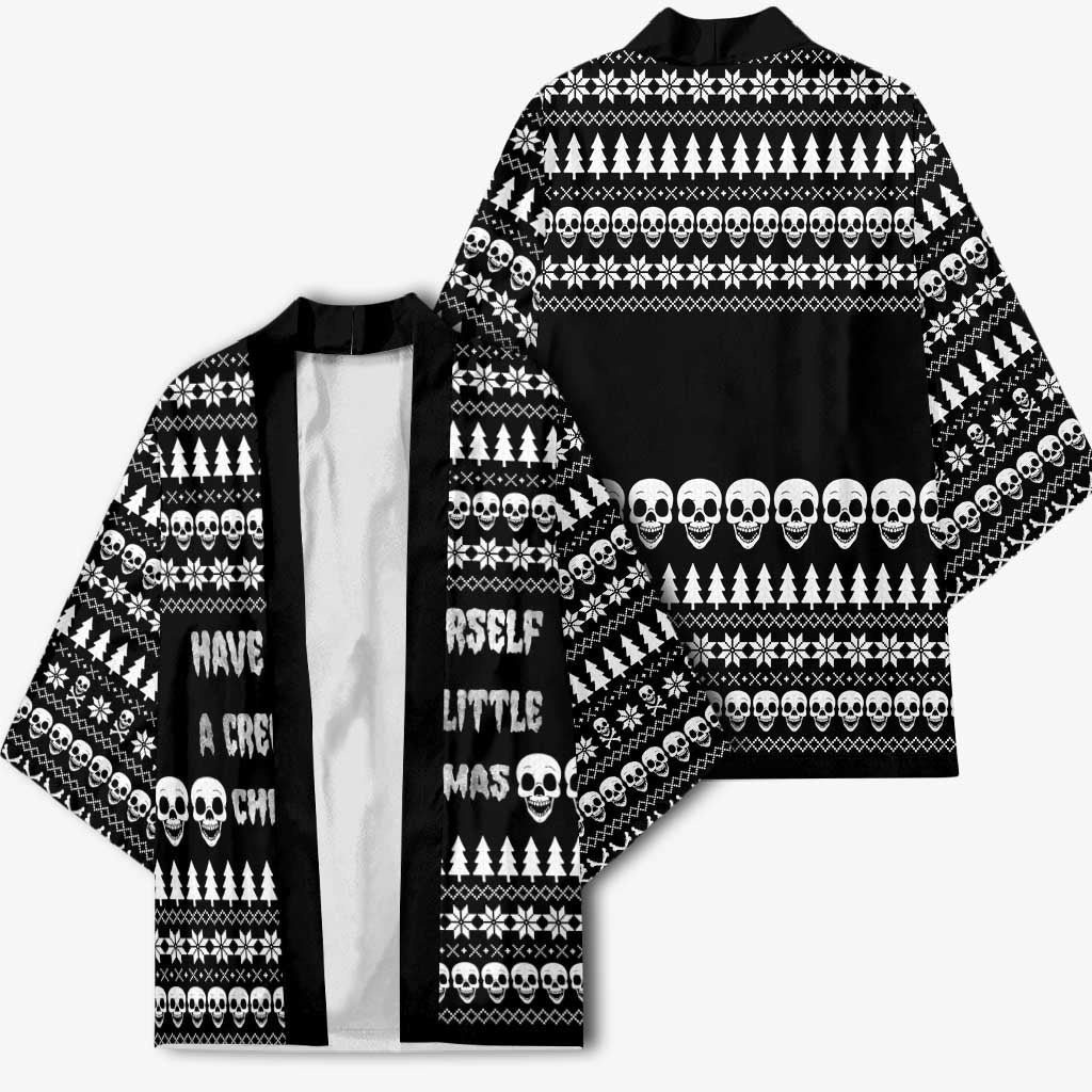 Creepy Christmas Kimono with Skulls Trees and Gothic Holiday Pattern - Wonder Print Shop