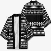Creepy Christmas Kimono with Skulls Trees and Gothic Holiday Pattern - Wonder Print Shop