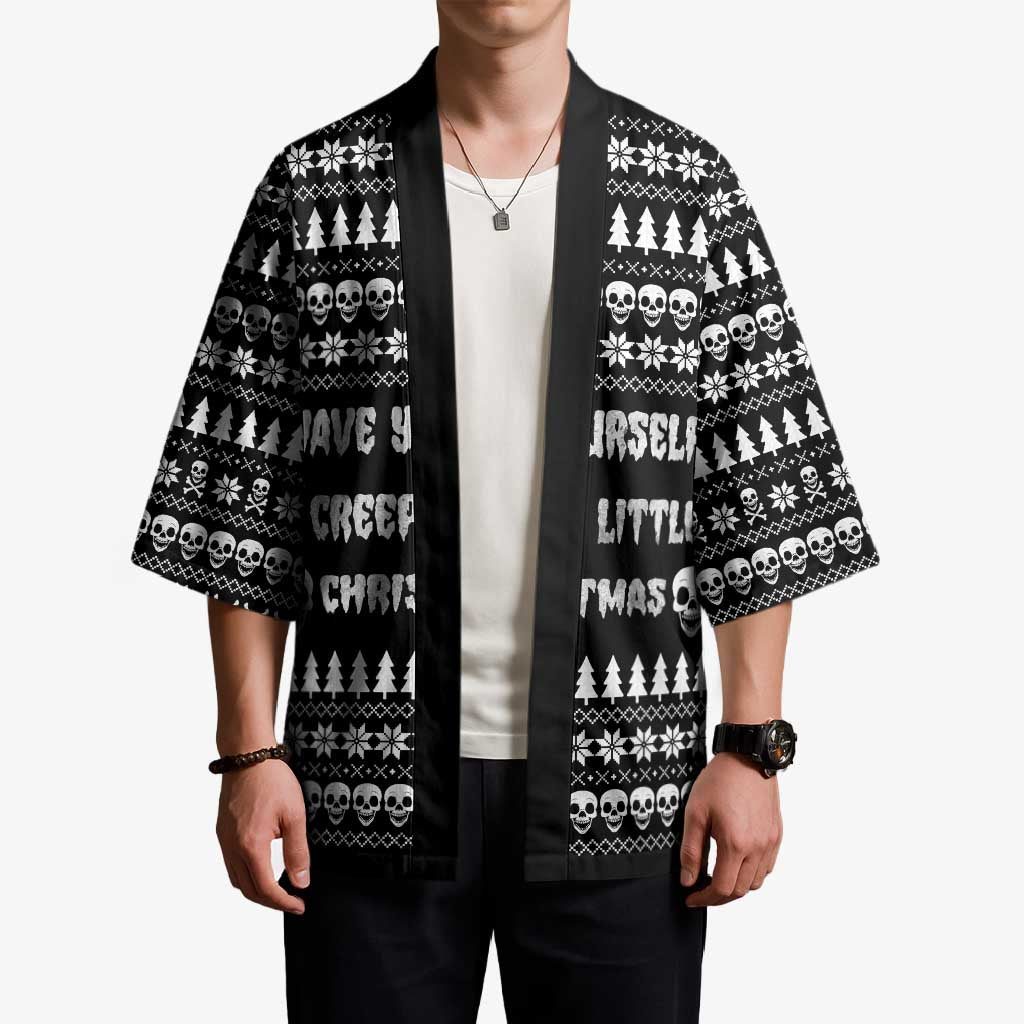 Creepy Christmas Kimono with Skulls Trees and Gothic Holiday Pattern - Wonder Print Shop