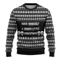 Creepy Christmas Ugly Christmas Sweater with Skulls Trees and Gothic Holiday Pattern - Wonder Print Shop