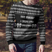 Creepy Christmas Ugly Christmas Sweater with Skulls Trees and Gothic Holiday Pattern - Wonder Print Shop