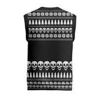 Creepy Christmas Knitted V-Neck Vest with Skulls Trees and Gothic Holiday Pattern - Wonder Print Shop