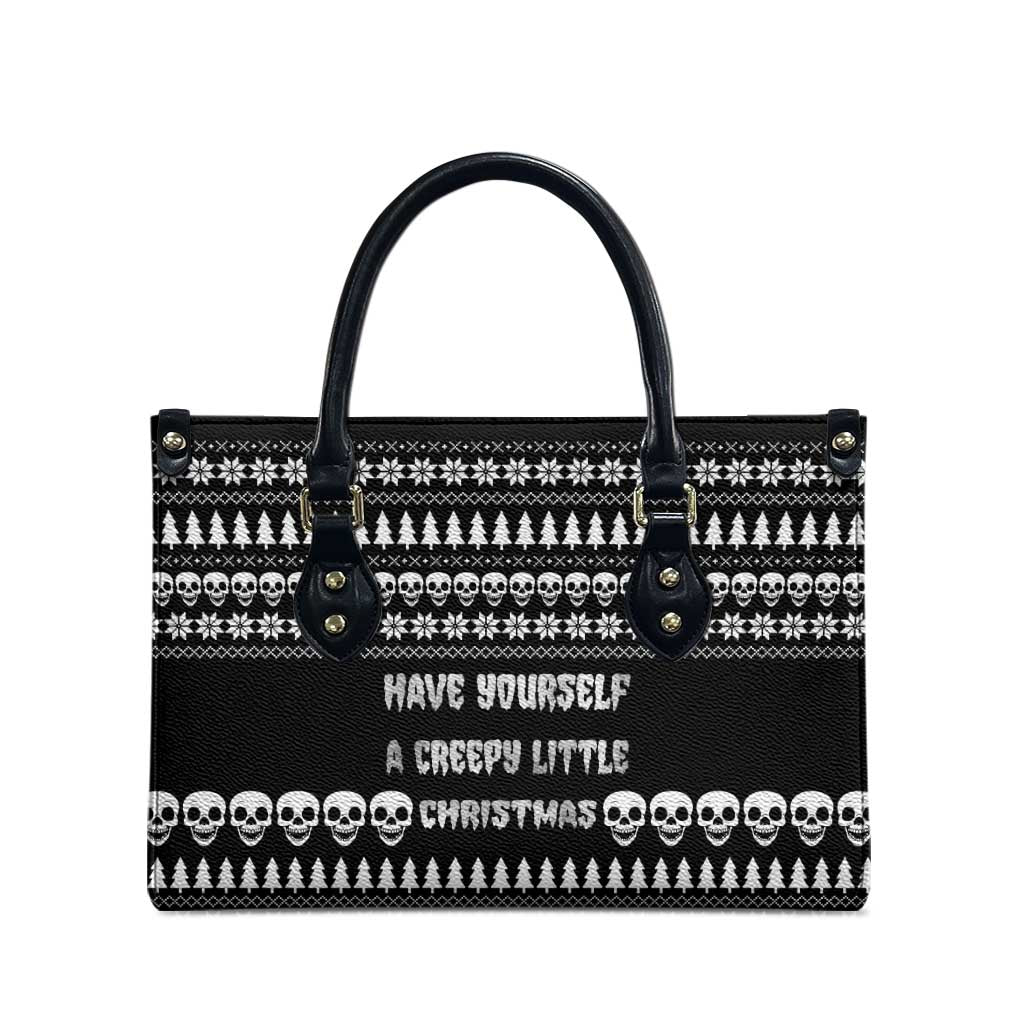 Creepy Christmas Leather Bag with Skulls Trees and Gothic Holiday Pattern - Wonder Print Shop