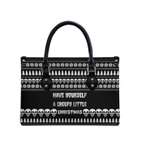 Creepy Christmas Leather Bag with Skulls Trees and Gothic Holiday Pattern - Wonder Print Shop
