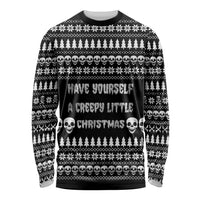 Creepy Christmas Long Sleeve Shirt with Skulls Trees and Gothic Holiday Pattern - Wonder Print Shop