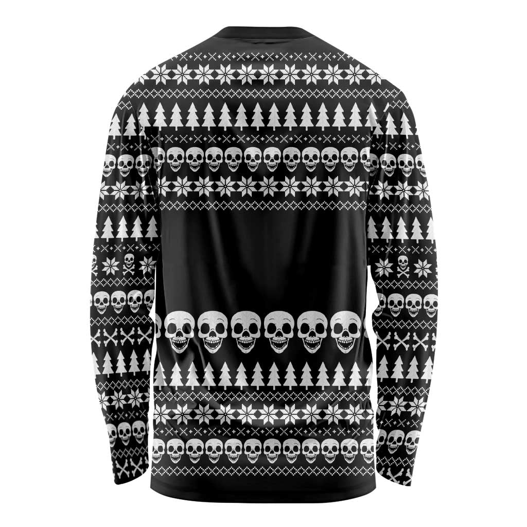 Creepy Christmas Long Sleeve Shirt with Skulls Trees and Gothic Holiday Pattern - Wonder Print Shop