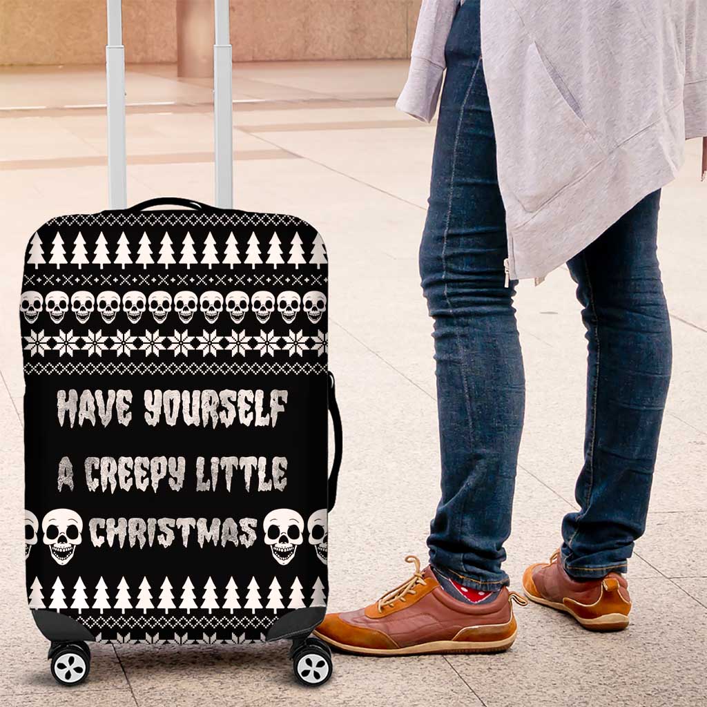 Creepy Christmas Luggage Cover with Skulls Trees and Gothic Holiday Pattern - Wonder Print Shop