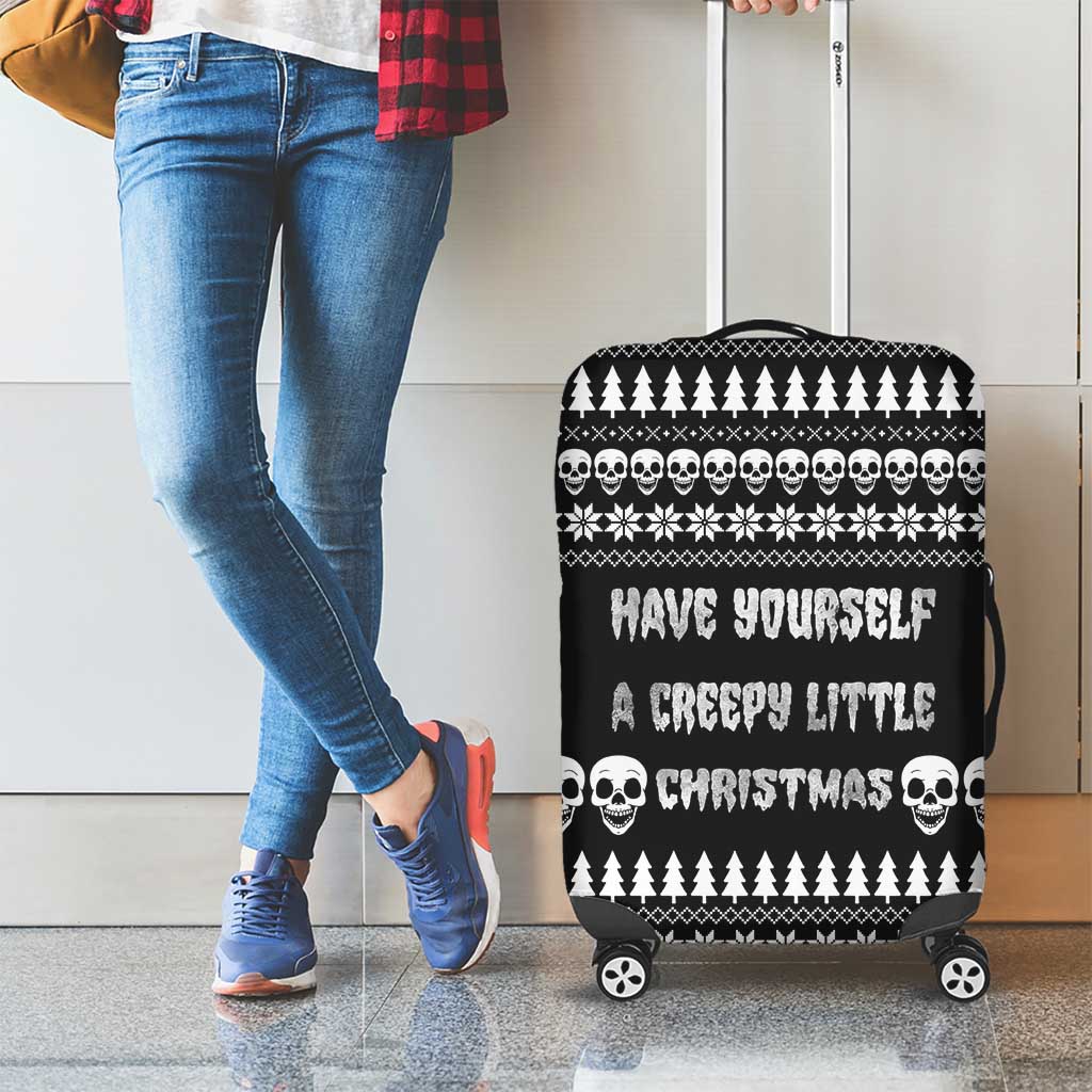 Creepy Christmas Luggage Cover with Skulls Trees and Gothic Holiday Pattern - Wonder Print Shop