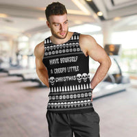 Creepy Christmas Men Tank Top with Skulls Trees and Gothic Holiday Pattern - Wonder Print Shop