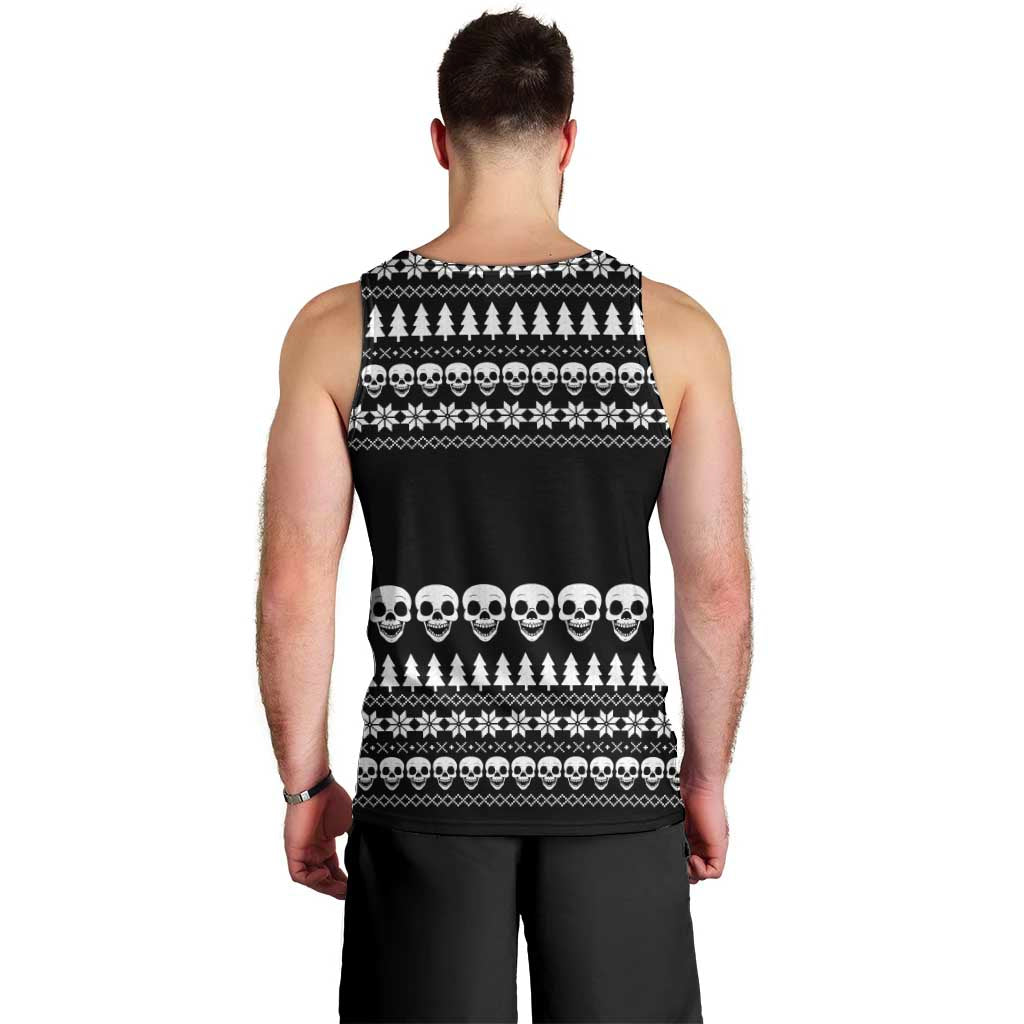 Creepy Christmas Men Tank Top with Skulls Trees and Gothic Holiday Pattern - Wonder Print Shop