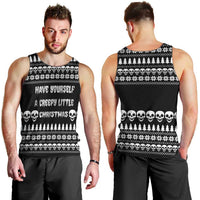 Creepy Christmas Men Tank Top with Skulls Trees and Gothic Holiday Pattern - Wonder Print Shop