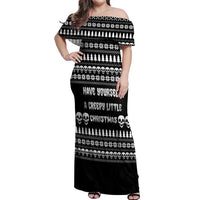 Creepy Christmas Off Shoulder Maxi Dress with Skulls Trees and Gothic Holiday Pattern - Wonder Print Shop