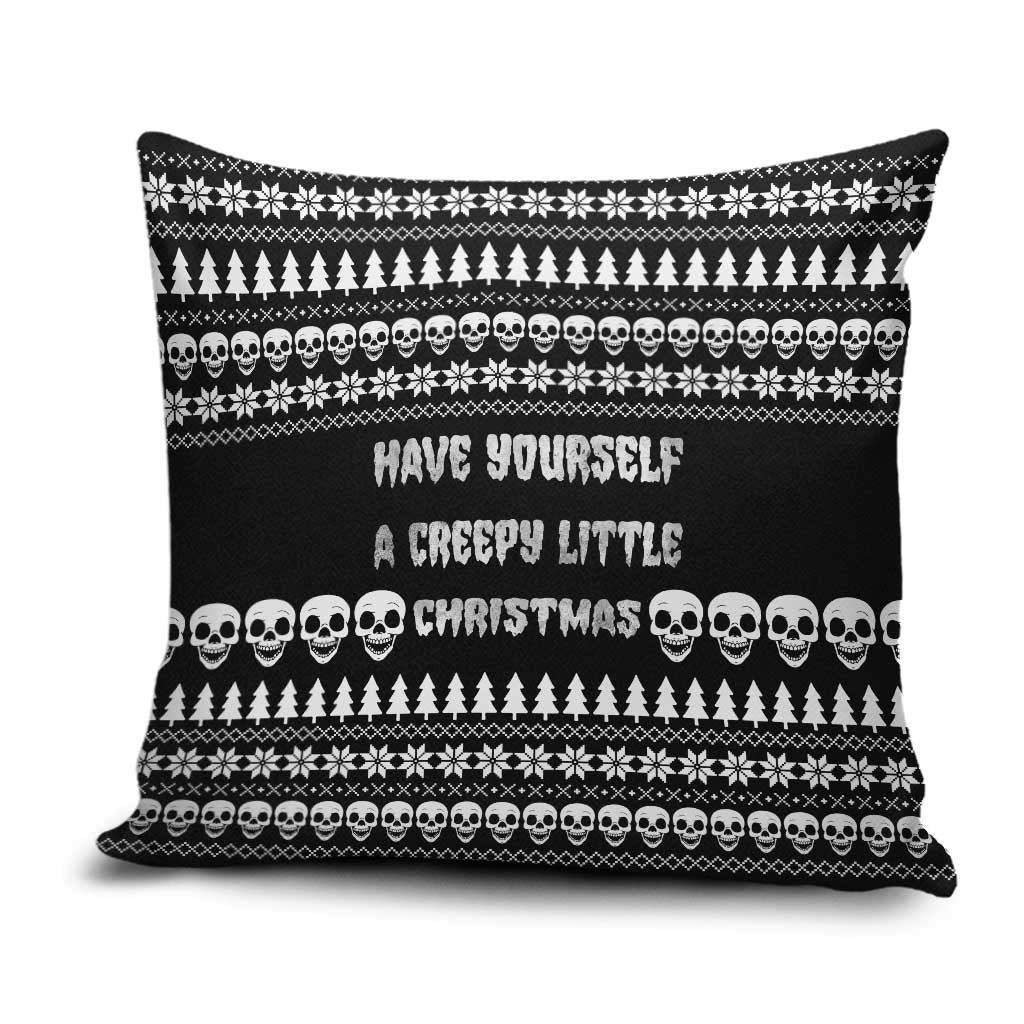 Creepy Christmas Pillow Cover with Skulls Trees and Gothic Holiday Pattern - Wonder Print Shop