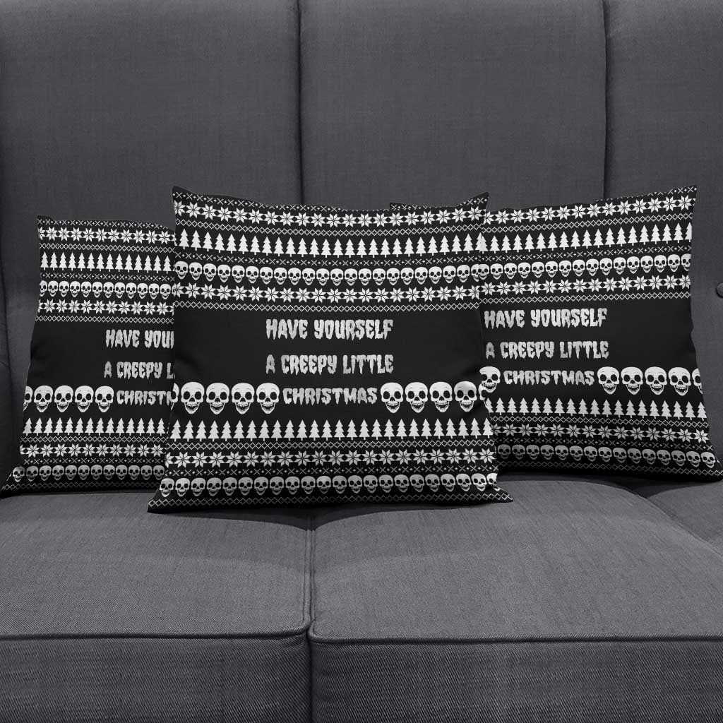 Creepy Christmas Pillow Cover with Skulls Trees and Gothic Holiday Pattern - Wonder Print Shop