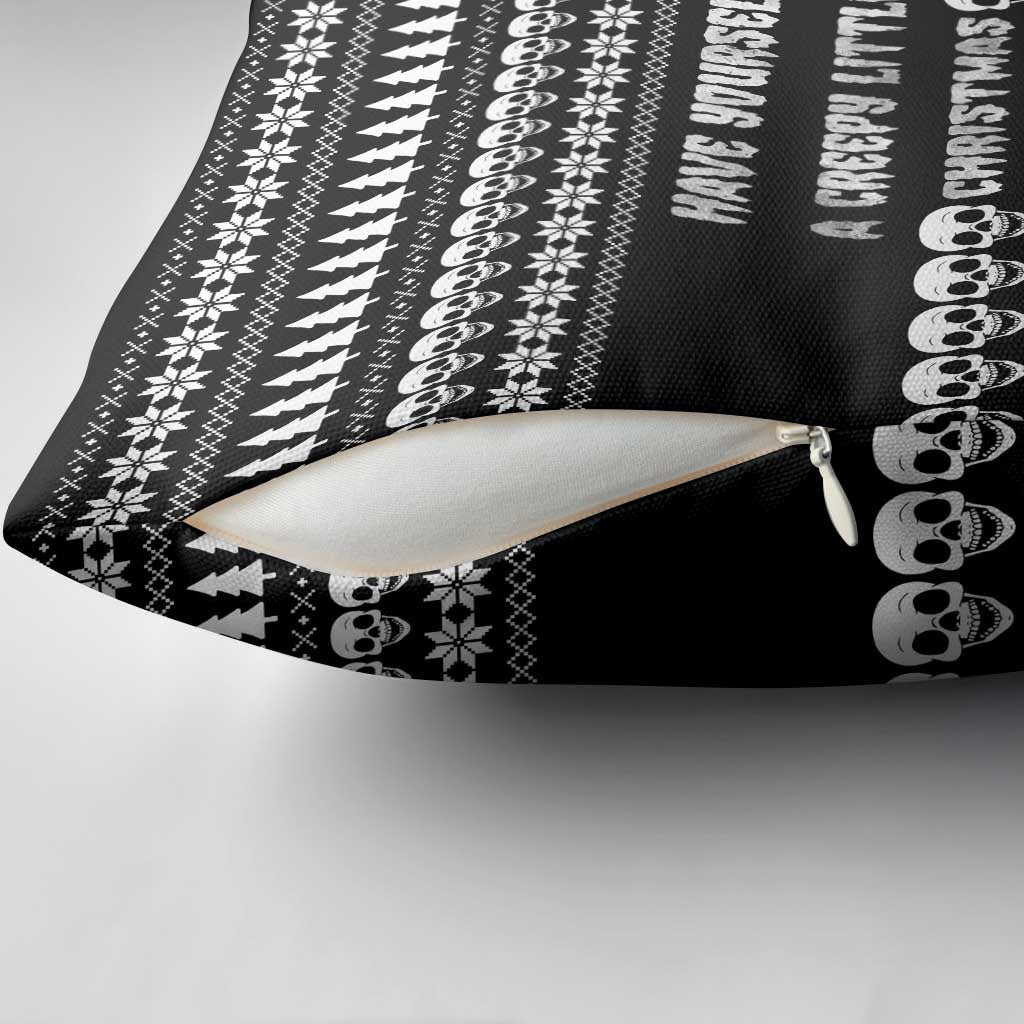 Creepy Christmas Pillow Cover with Skulls Trees and Gothic Holiday Pattern - Wonder Print Shop