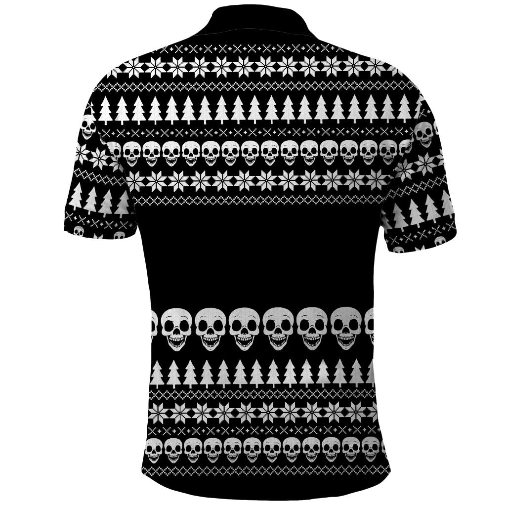 Creepy Christmas Polo Shirt with Skulls Trees and Gothic Holiday Pattern - Wonder Print Shop