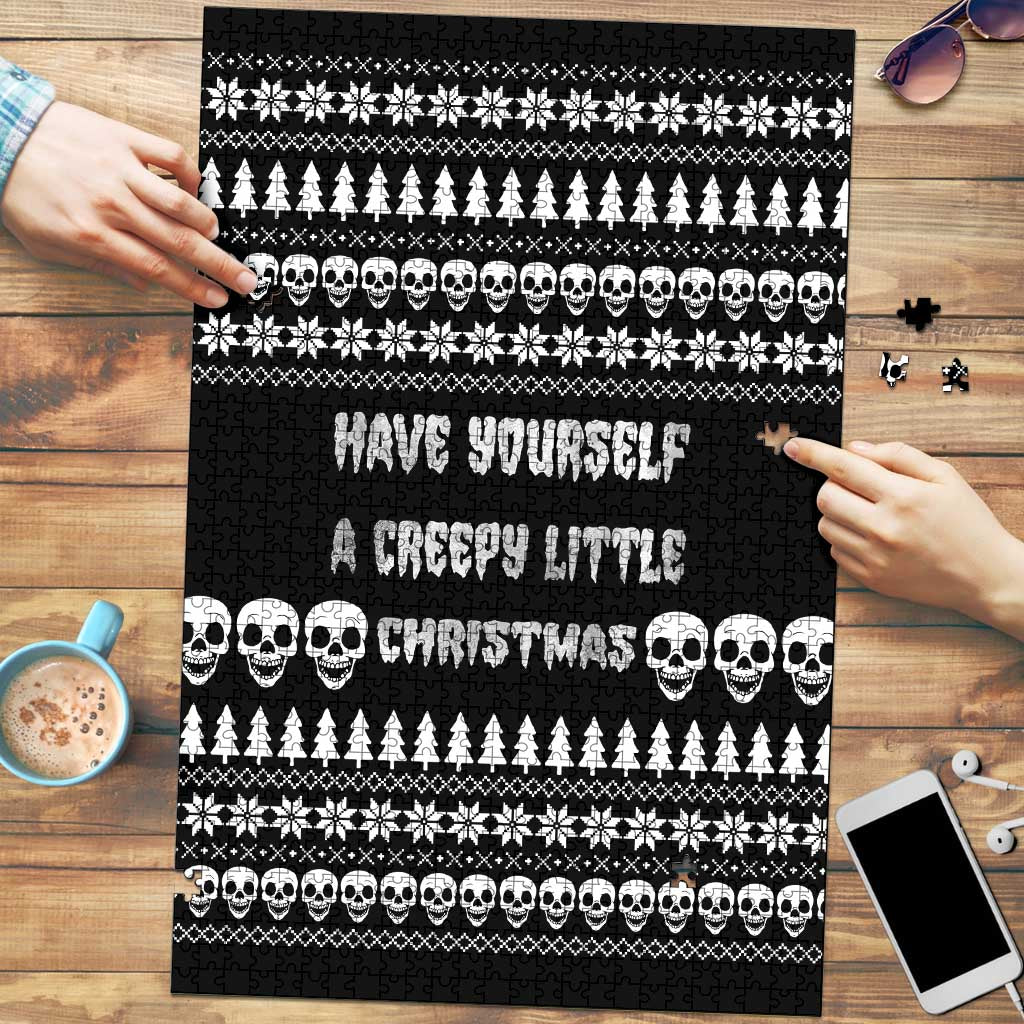Creepy Christmas Puzzle with Skulls Trees and Gothic Holiday Pattern - Wonder Print Shop