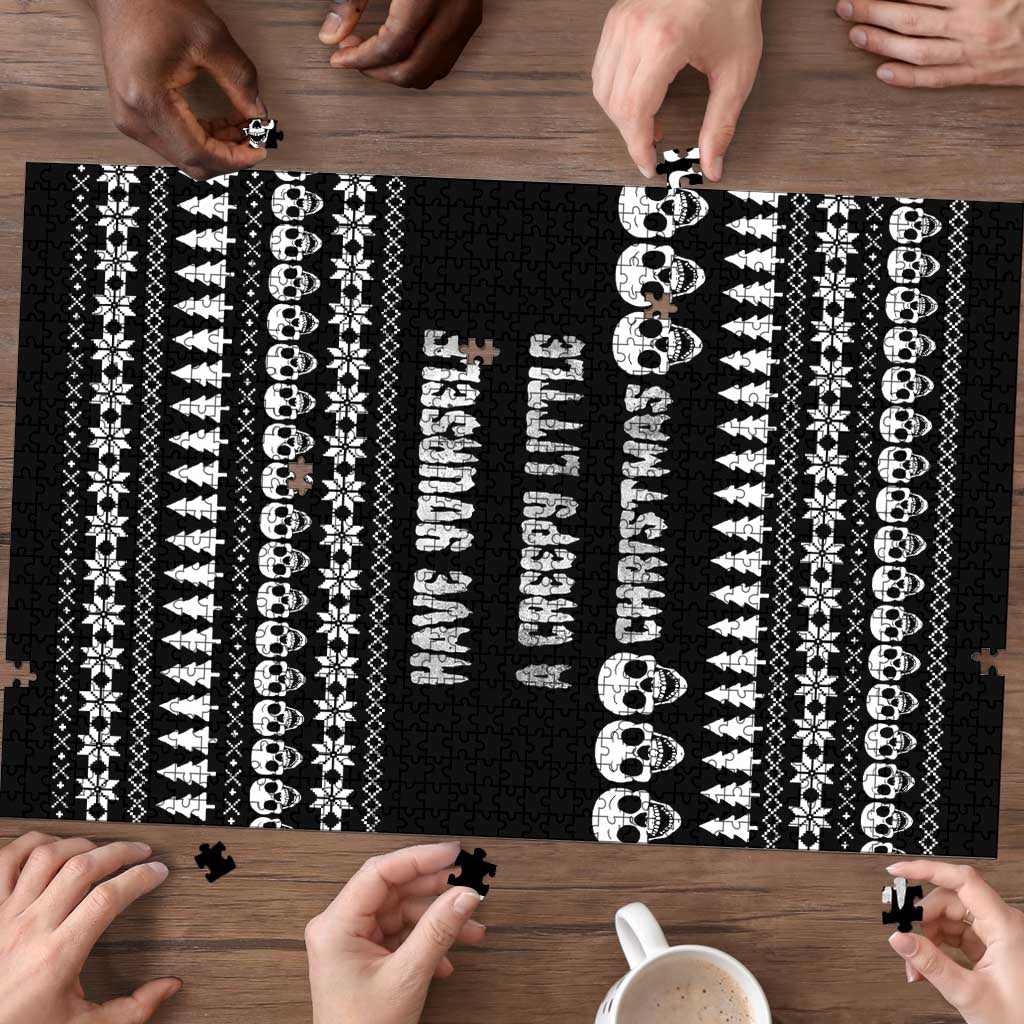 Creepy Christmas Puzzle with Skulls Trees and Gothic Holiday Pattern - Wonder Print Shop