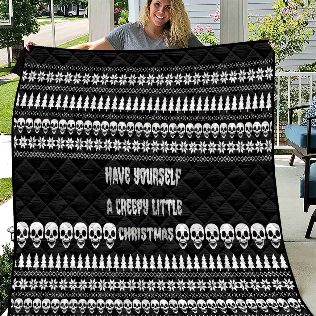 Creepy Christmas Quilt with Skulls Trees and Gothic Holiday Pattern - Wonder Print Shop