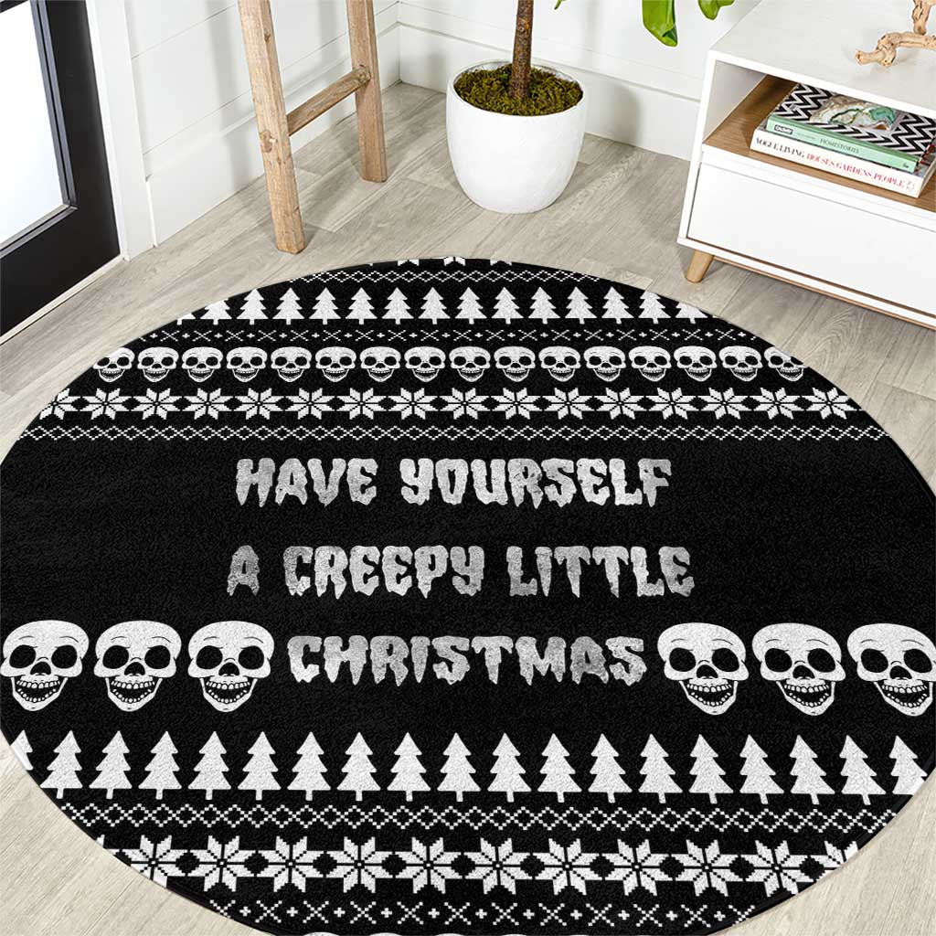 Creepy Christmas Round Carpet with Skulls Trees and Gothic Holiday Pattern - Wonder Print Shop