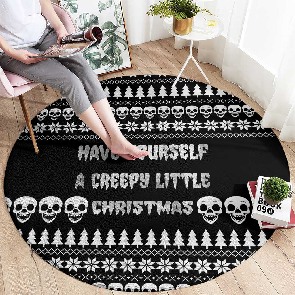 Creepy Christmas Round Carpet with Skulls Trees and Gothic Holiday Pattern - Wonder Print Shop