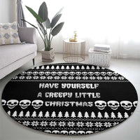 Creepy Christmas Round Carpet with Skulls Trees and Gothic Holiday Pattern - Wonder Print Shop