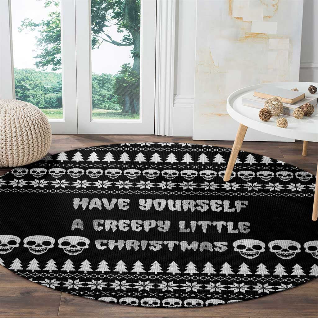 Creepy Christmas Round Carpet with Skulls Trees and Gothic Holiday Pattern - Wonder Print Shop