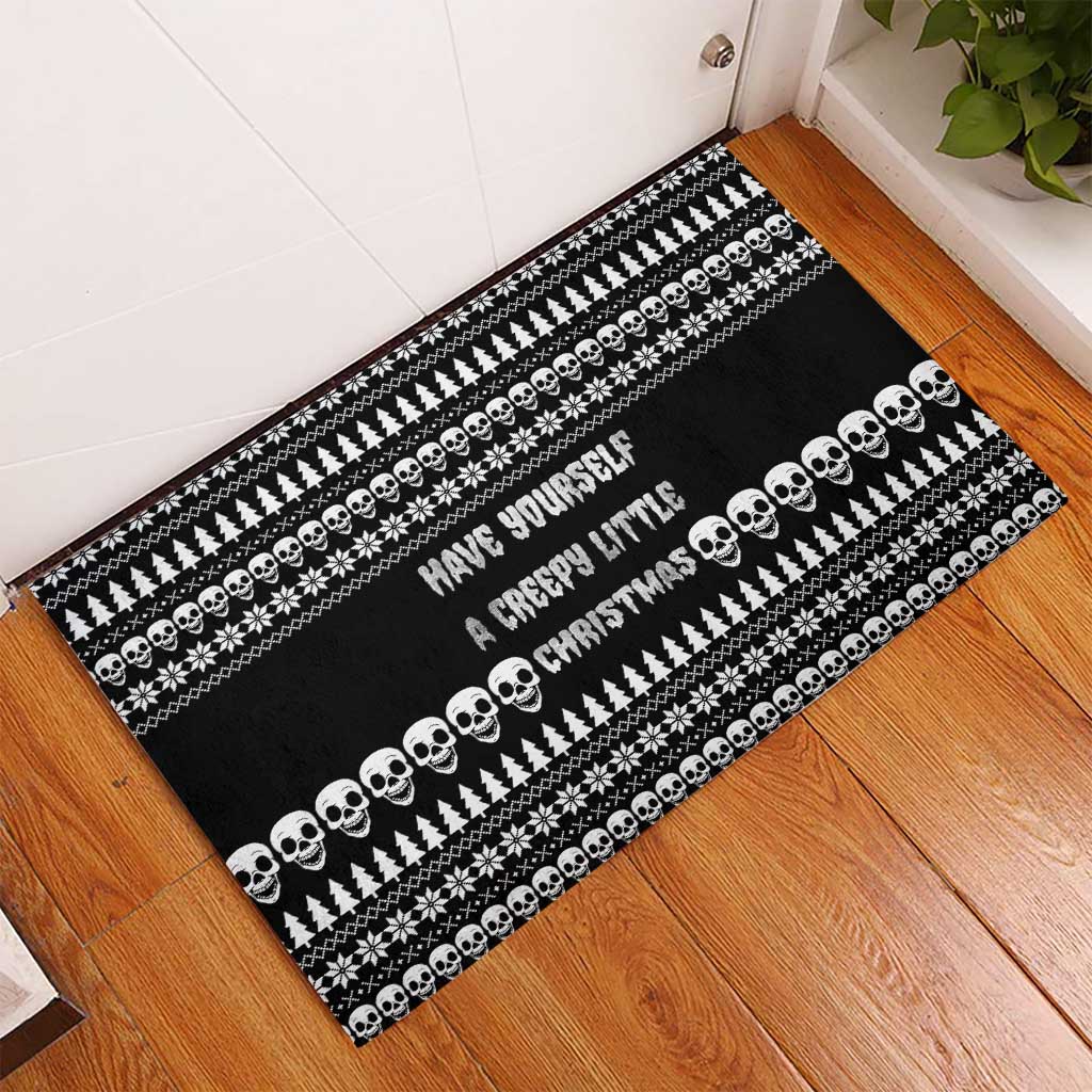 Creepy Christmas Rubber Doormat with Skulls Trees and Gothic Holiday Pattern - Wonder Print Shop