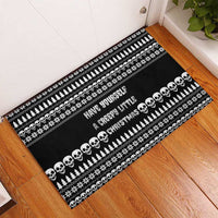 Creepy Christmas Rubber Doormat with Skulls Trees and Gothic Holiday Pattern - Wonder Print Shop